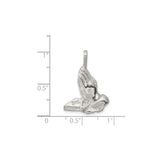 Sterling Silver Praying Hands Cross Pendant with Bible, Christian Religious Jewelry for Men and Women