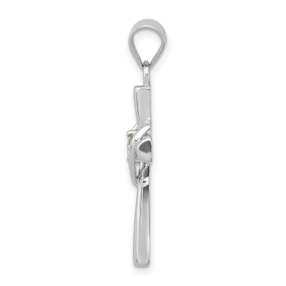 Peridot Heart Cross Charm Pendant in Real 925 Sterling Silver