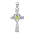 Peridot Heart Cross Charm Pendant in Real 925 Sterling Silver