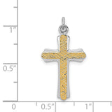 Gold Plated Cross Charm Pendant in Real 925 Sterling Silver