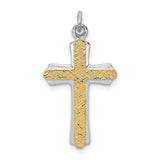 Gold Plated Cross Charm Pendant in Real 925 Sterling Silver