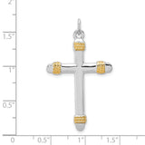 Gold Plated Rope Cross Charm Pendant in Real 925 Sterling Silver