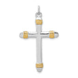 Gold Plated Rope Cross Charm Pendant in Real 925 Sterling Silver