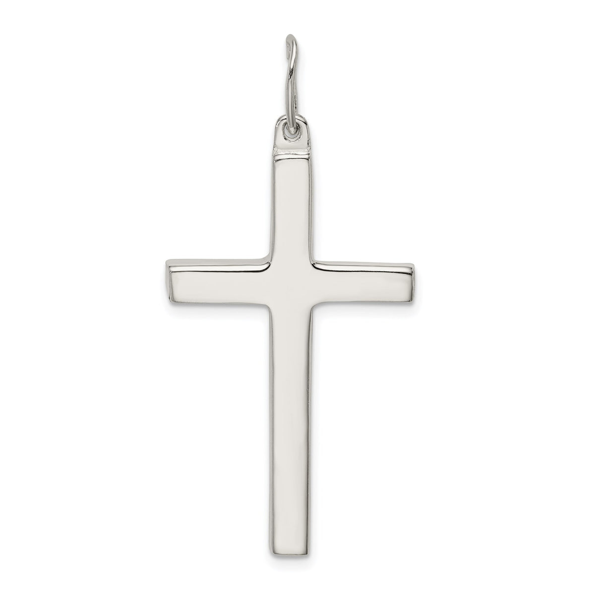 Sterling Silver Cross Pendant with High Polish Finish, Minimalist Latin Cross Design