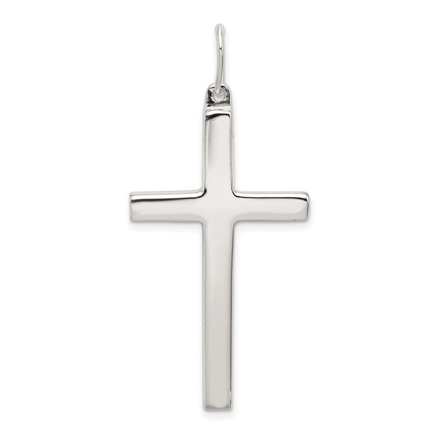 Sterling Silver Cross Pendant with High Polish Finish, Minimalist Latin Cross Design