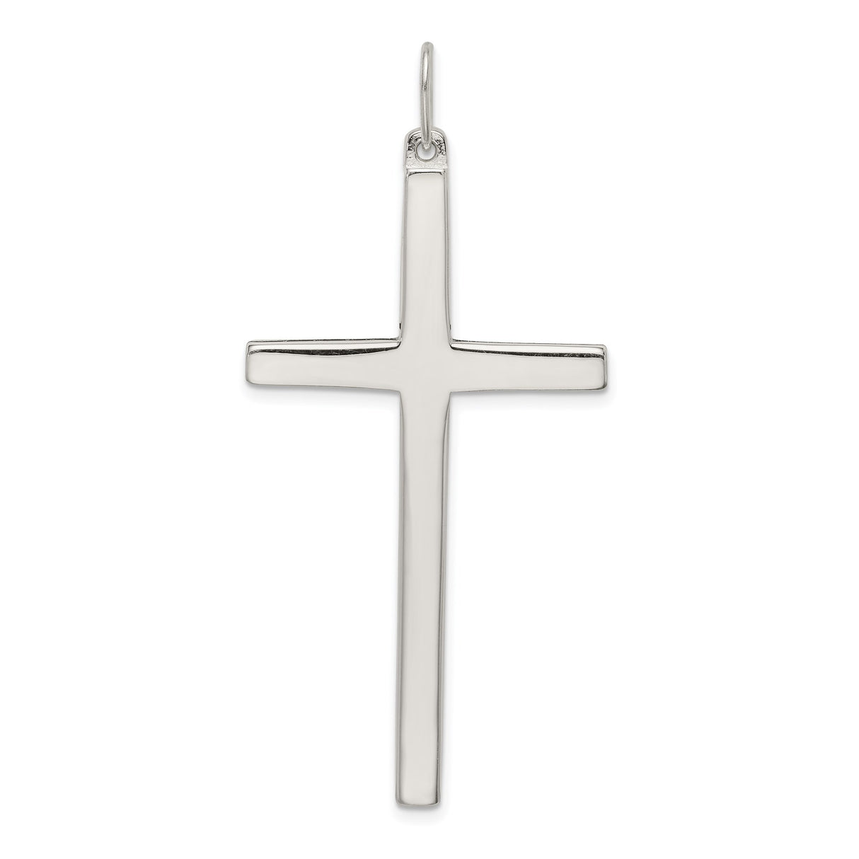 Sterling Silver Cross Pendant with Polished Finish, Modern Faith-Inspired Design for Men and Women