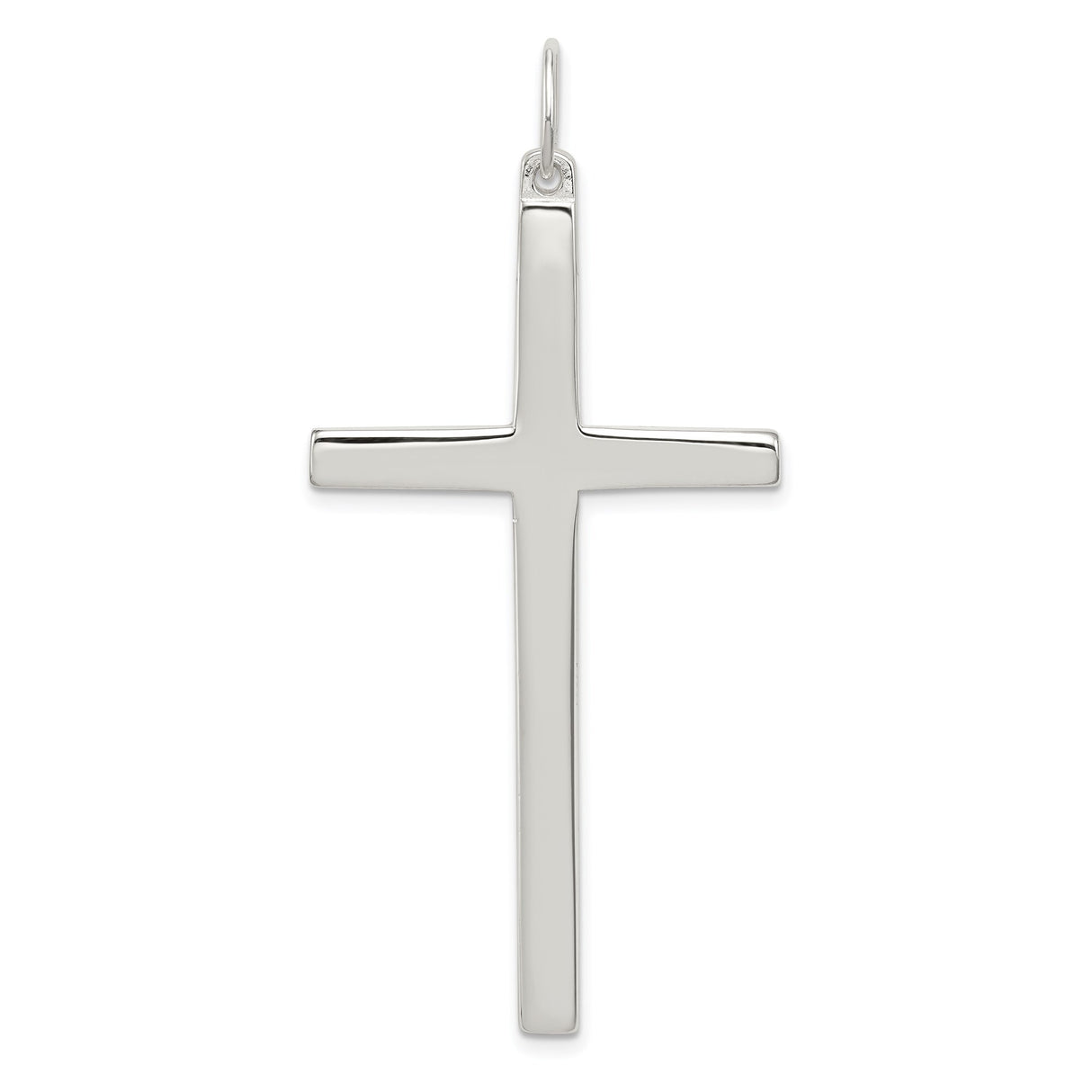 Sterling Silver Cross Pendant with Polished Finish, Modern Faith-Inspired Design for Men and Women