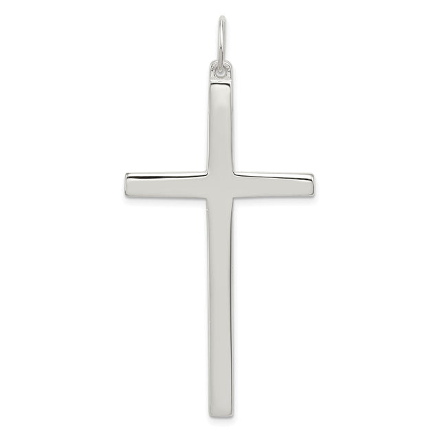Sterling Silver Cross Pendant with Polished Finish, Modern Faith-Inspired Design for Men and Women