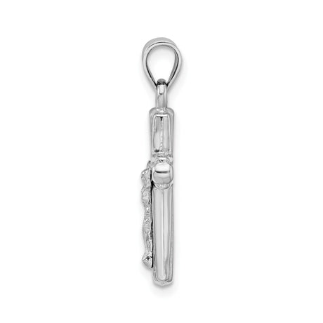 Sterling Silver Crucifix Cross Pendant, High Polish Latin Style Christian Charm