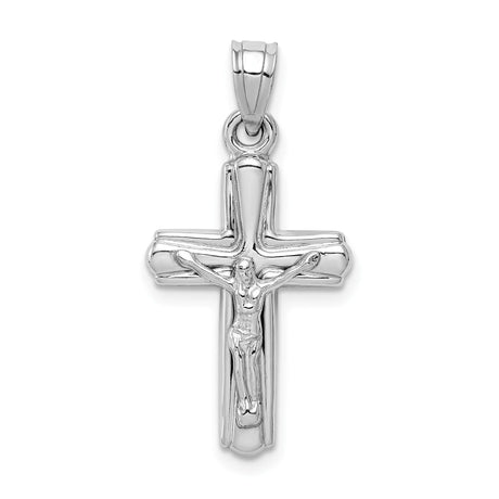 Sterling Silver Crucifix Cross Pendant, High Polish Latin Style Christian Charm