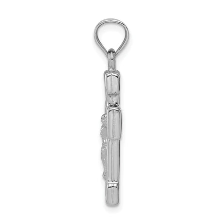 Sterling Silver Crucifix Cross Pendant with Latin Cross Design and Mirror Polish Finish