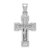 Sterling Silver Crucifix Cross Pendant with Latin Cross Design and Mirror Polish Finish