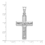 Sterling Silver Crucifix Cross Pendant with High Relief Jesus and Satin Texture