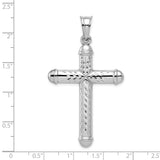 Diamond -Cut Reversible Cross Charm Pendant in Real 925 Sterling Silver