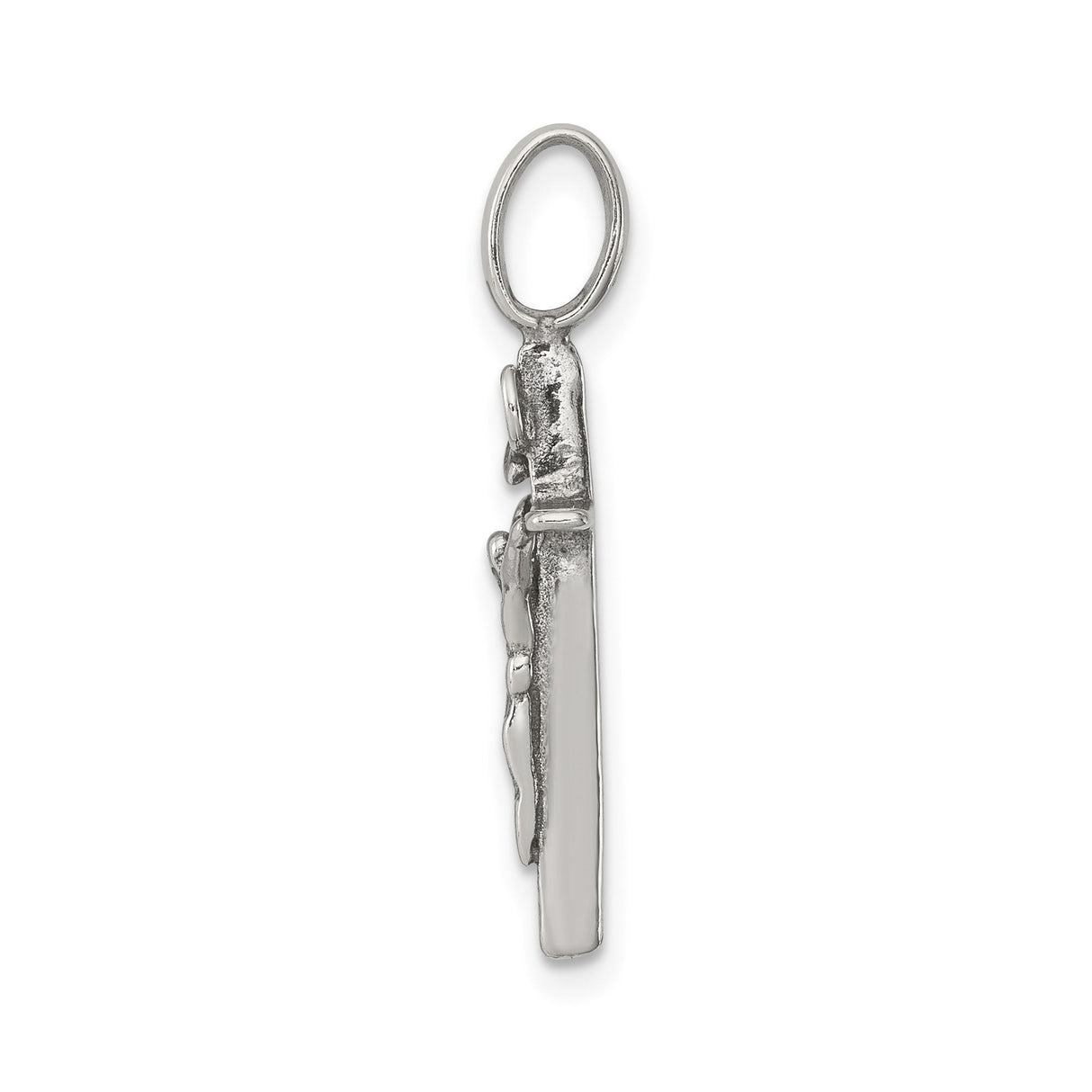 Sterling Silver Crucifix Cross Pendant with INRI Design, Polished Finish, Spiritual Jewelry
