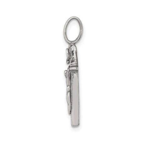 Sterling Silver Crucifix Cross Pendant with INRI Design, Polished Finish, Spiritual Jewelry