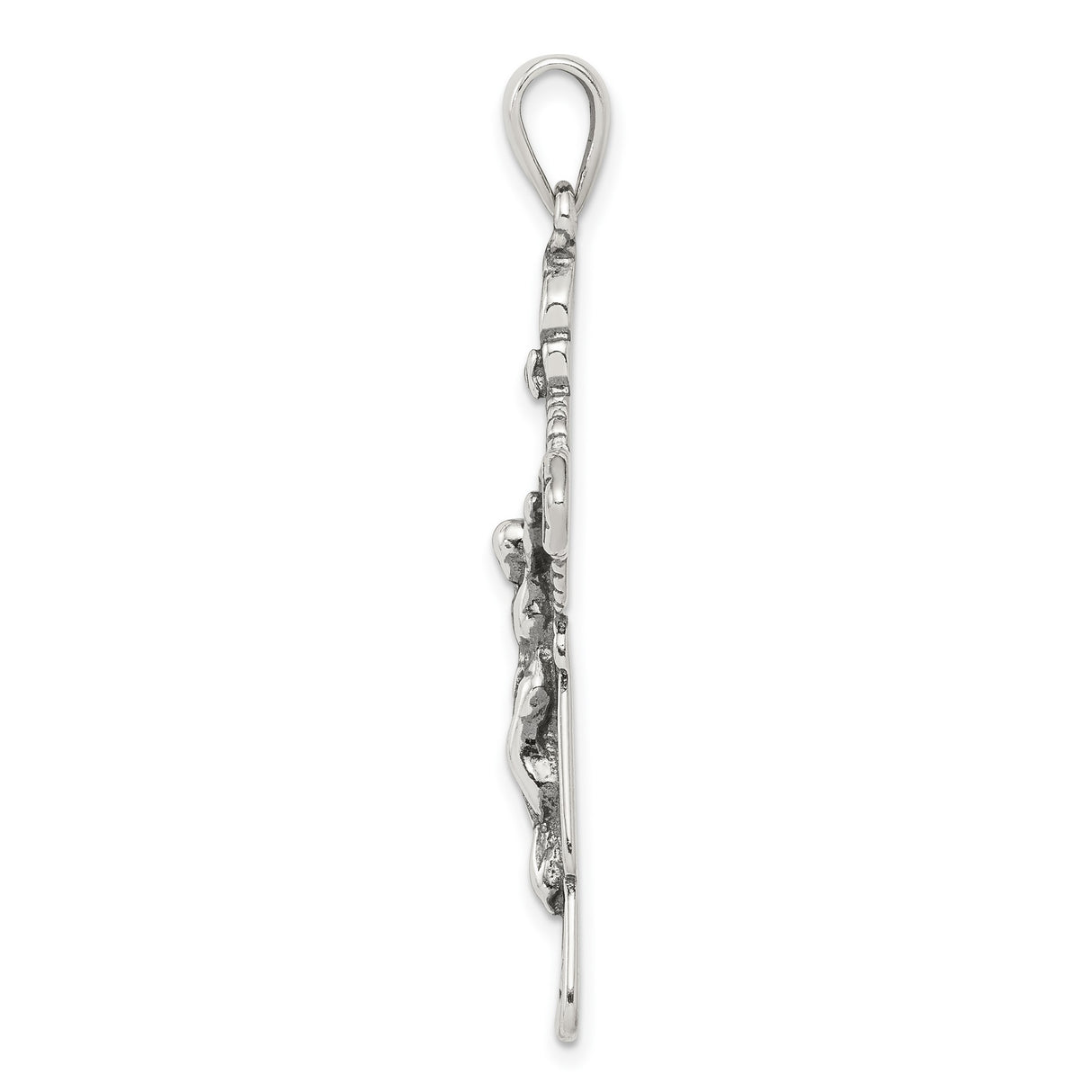 Sterling Silver Crucifix Pendant with Halo Motif and Gothic Cross Design