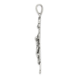 Sterling Silver Crucifix Pendant with Halo Motif and Gothic Cross Design