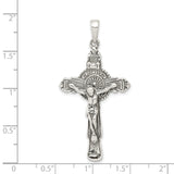Sterling Silver Crucifix Pendant with Halo Motif and Gothic Cross Design