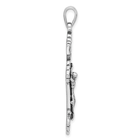 Sterling Silver Crucifix Cross Pendant with INRI and Byzantine Detailing