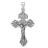 Sterling Silver Crucifix Cross Pendant with INRI and Byzantine Detailing