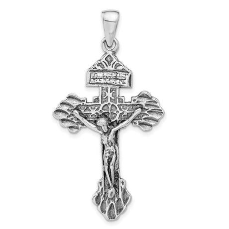 Sterling Silver Crucifix Cross Pendant with INRI and Byzantine Detailing