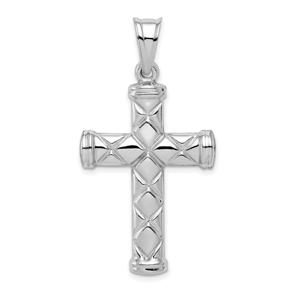 Hollow Latin Cross Charm Pendant in Real 925 Sterling Silver