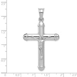 Sterling Silver Crucifix Pendant with Figure of Christ and Cylinder Arms, Reversible Christian Jewelry