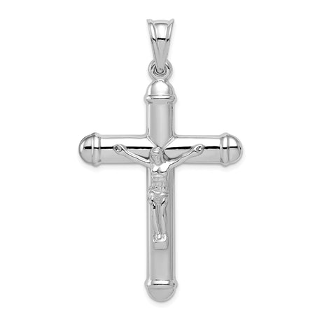 Sterling Silver Crucifix Pendant with Figure of Christ and Cylinder Arms, Reversible Christian Jewelry