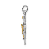 Sterling Silver Crucifix Pendant with Two Tone INRI Cross and Polished Jesus Figure