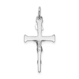 Sterling Silver Crucifix Pendant with Two Tone INRI Cross and Polished Jesus Figure