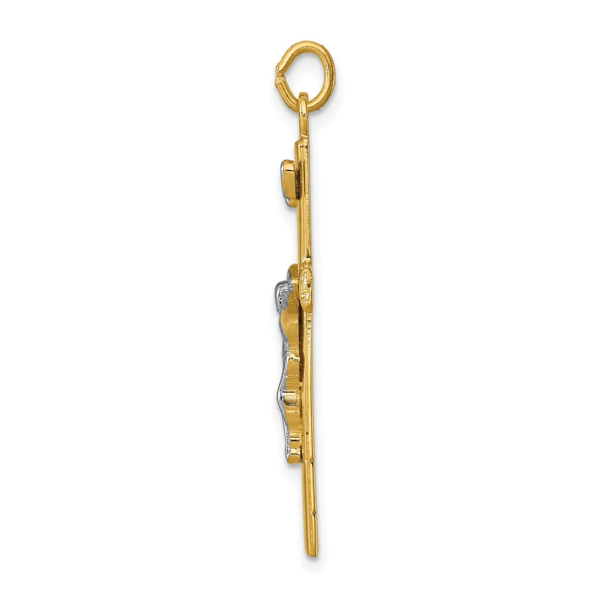 Sterling Silver Two-Tone Crucifix Cross Pendant with Jesus Figure, Christian Faith Jewelry