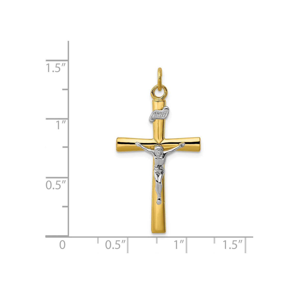 Sterling Silver Two-Tone Crucifix Cross Pendant with Jesus Figure, Christian Faith Jewelry