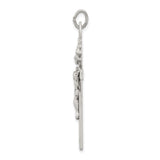 Sterling Silver Crucifix Cross Pendant with Jesus Figure and Textured Religious Design