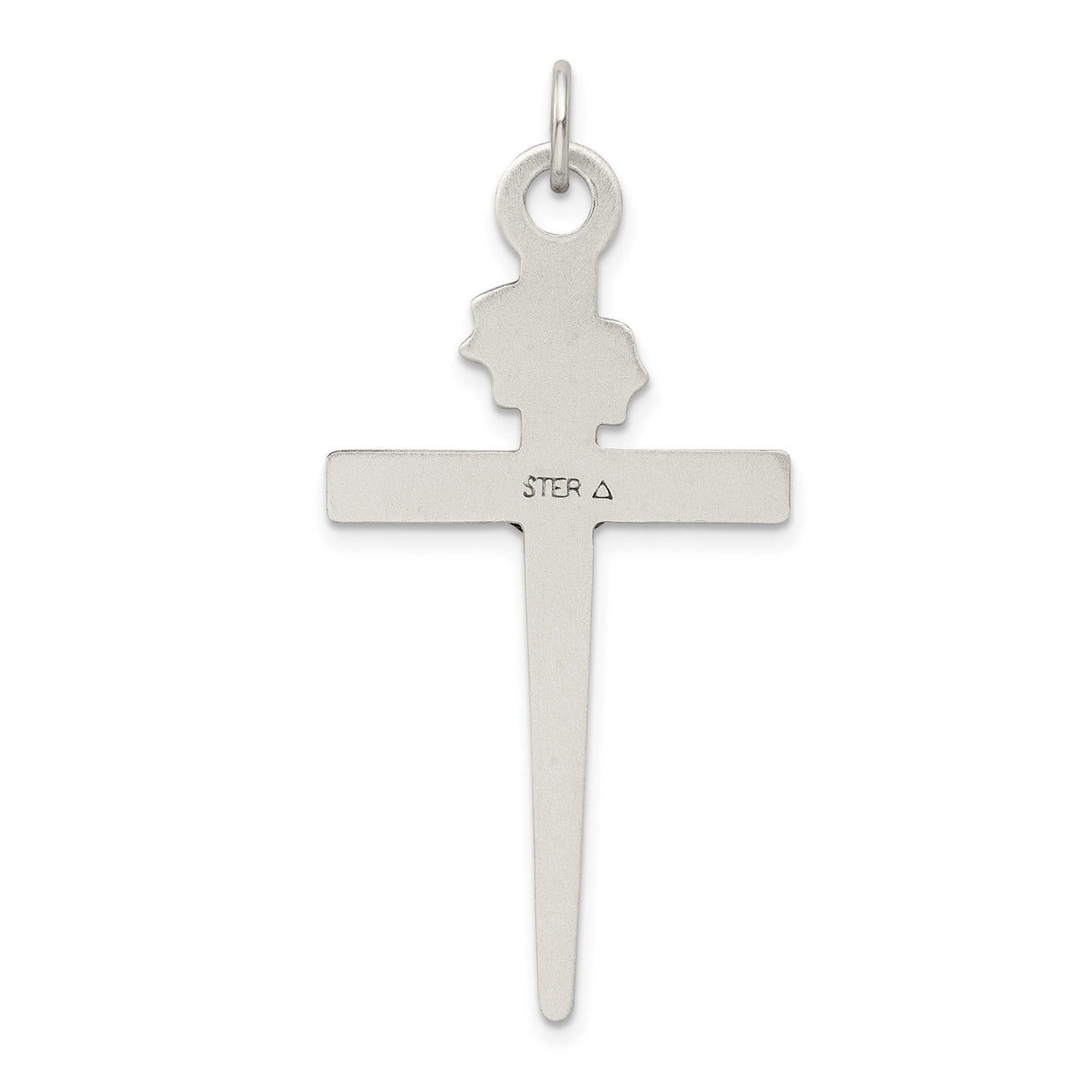 Sterling Silver Crucifix Cross Pendant with Jesus Figure and Textured Religious Design