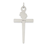 Sterling Silver Crucifix Cross Pendant with Jesus Figure and Textured Religious Design