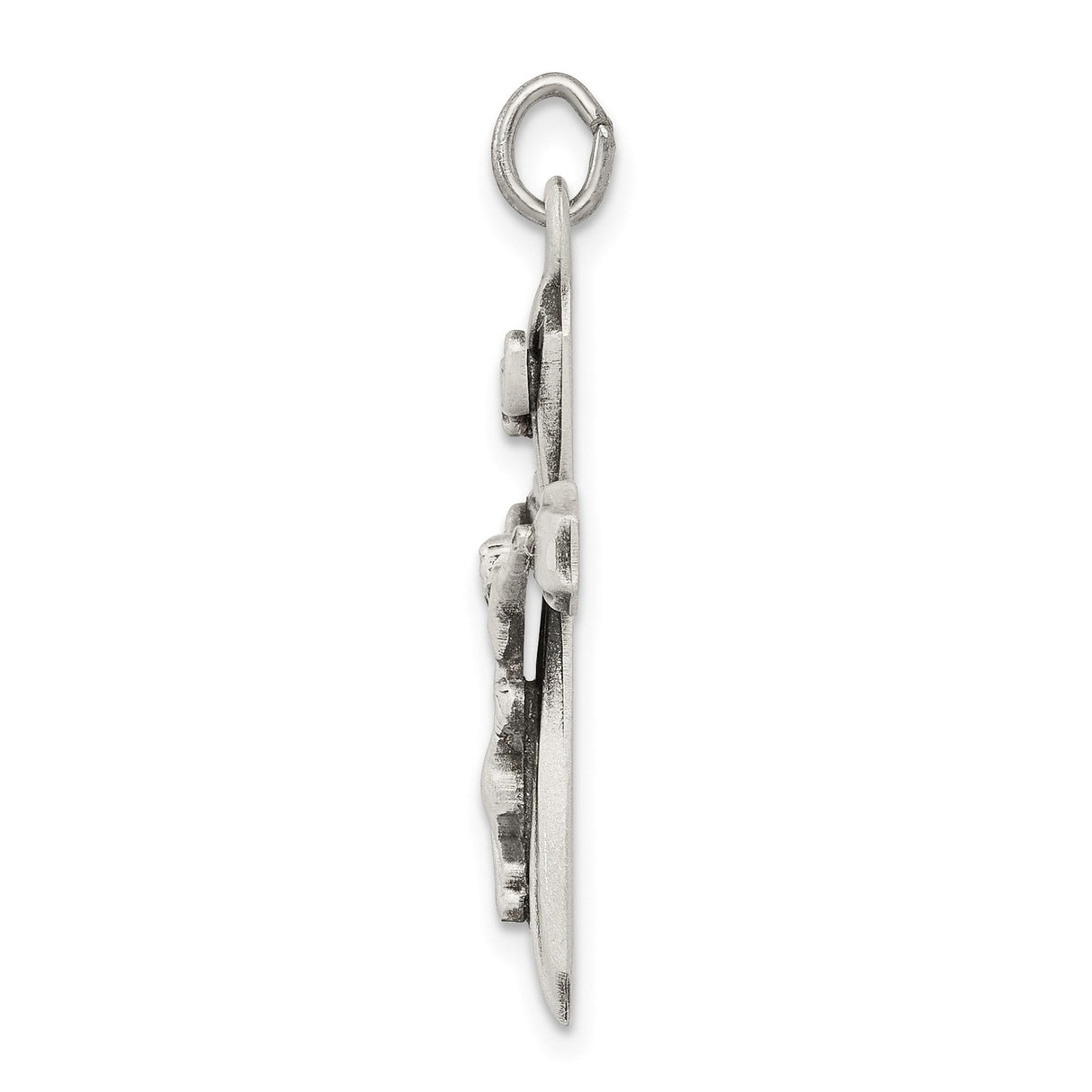 Sterling Silver Crucifix Cross Pendant with INRI Inscription and High Relief Jesus Figure