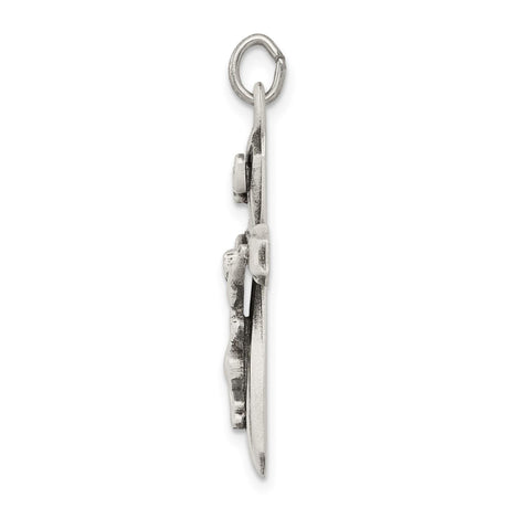 Sterling Silver Crucifix Cross Pendant with INRI Inscription and High Relief Jesus Figure
