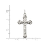 Sterling Silver Crucifix Cross Pendant with Raised Jesus and Floral Details for Men and Women