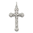 Sterling Silver Crucifix Cross Pendant with Raised Jesus and Floral Details for Men and Women