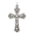 Sterling Silver Crucifix Pendant with INRI Scrollwork and Matte Finish Christian Design