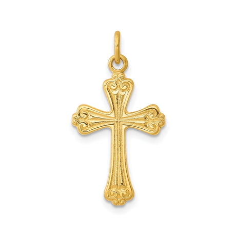 Sterling Silver Cross Pendant with Flared Arms and Vintage Scrollwork Design