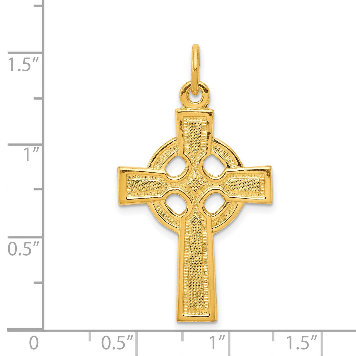 Celtic Iona High Cross in Textured Gold-Plated Sterling Silver Charm Pendant in Real 925 Sterling Silver