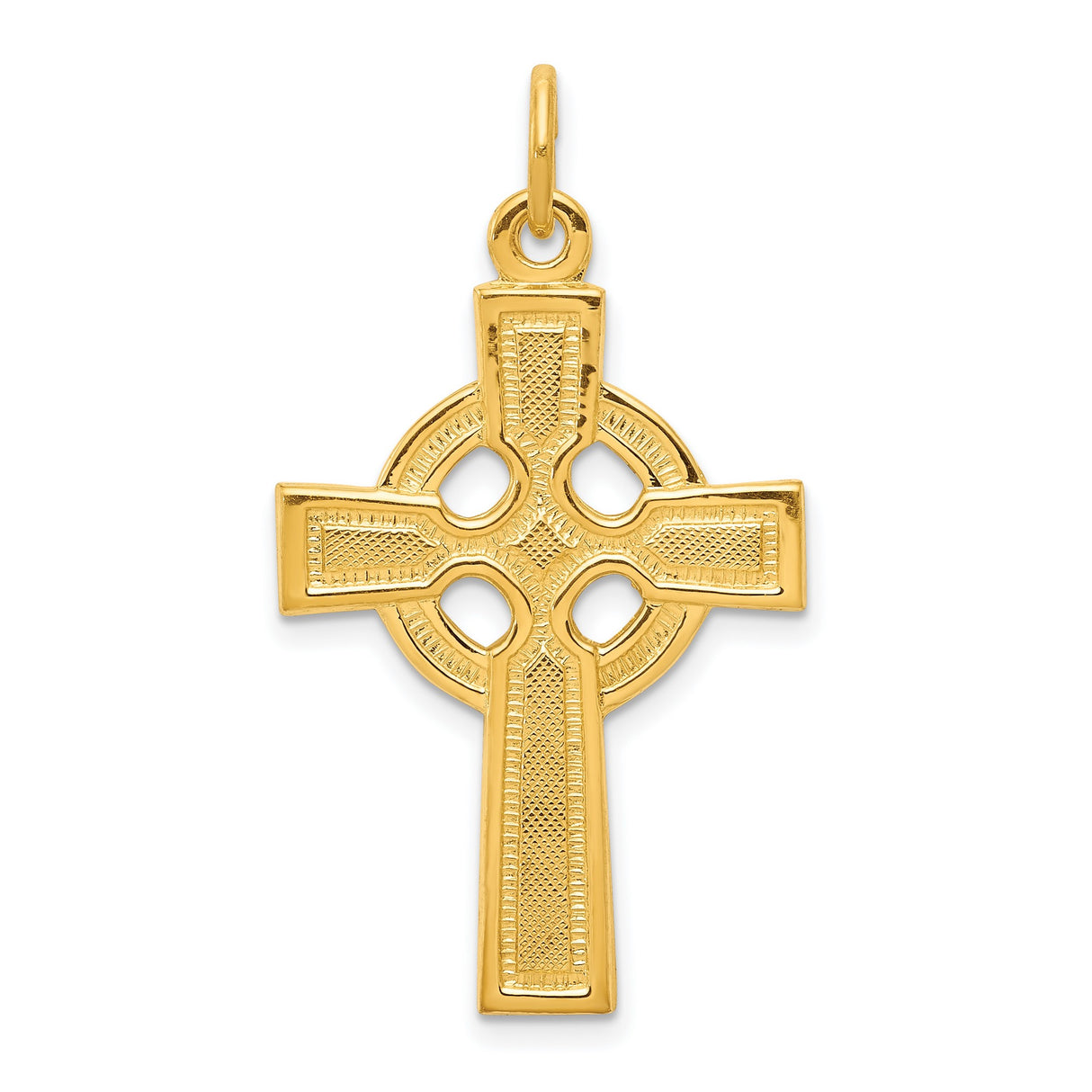 Celtic Iona High Cross in Textured Gold-Plated Sterling Silver Charm Pendant in Real 925 Sterling Silver