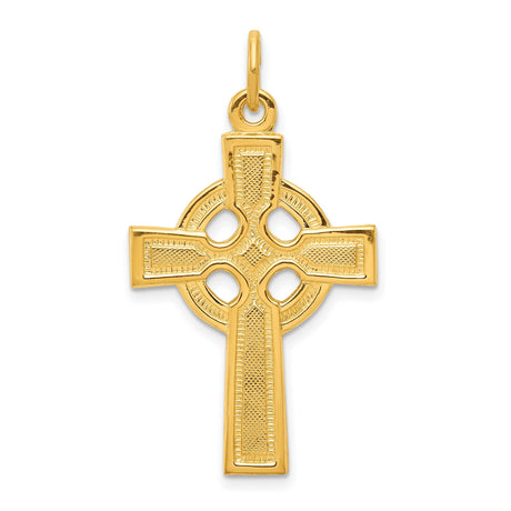 Sterling Silver Celtic High Cross Pendant with Textured Gold-Plated Finish for Men and Women