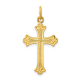 Sterling Silver Cross Pendant with Brushed Finish and Scroll Detailing for Men and Women