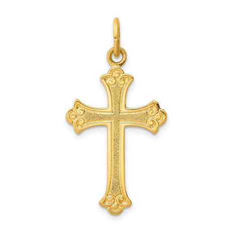 Sterling Silver Cross Pendant with Brushed Finish and Scroll Detailing for Men and Women