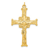 INRI Crucifix 49mm in 24K Gold and 925 Sterling Silver Charm Pendant in Real 925 Sterling Silver