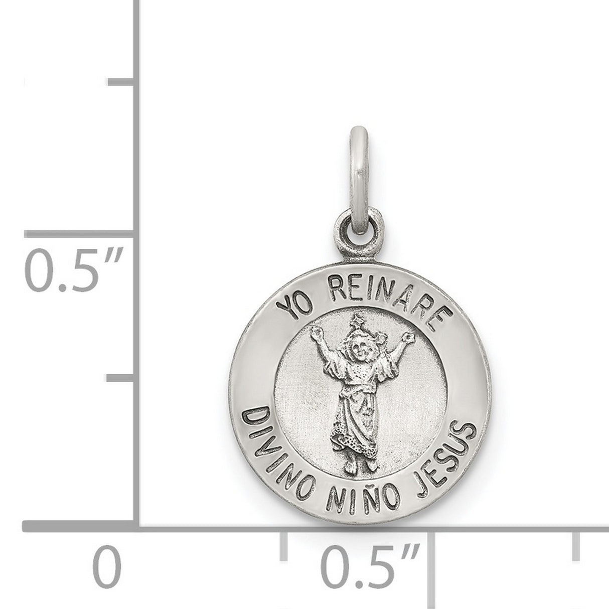 Sterling Silver Divino Niño Jesus Pendant with Yo Reinaré Inscription, Catholic Religious Charm