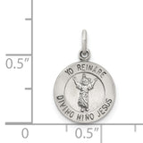 Sterling Silver Divino Niño Jesus Pendant with Yo Reinaré Inscription, Catholic Religious Charm